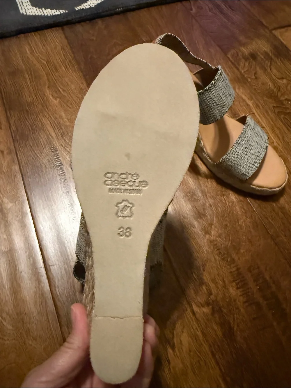 Andre Assous Women's Dalmira Beige Espadrilles Made In Spain EU 38 US 7.5 Sandal